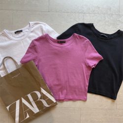 【ZARA】話題のクロップド丈Tシャツをイロチ買い【コーデ付き】